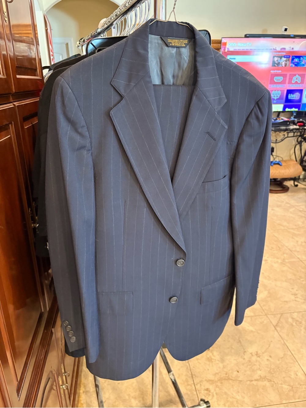 Navy Pinstripe Men's Suit
